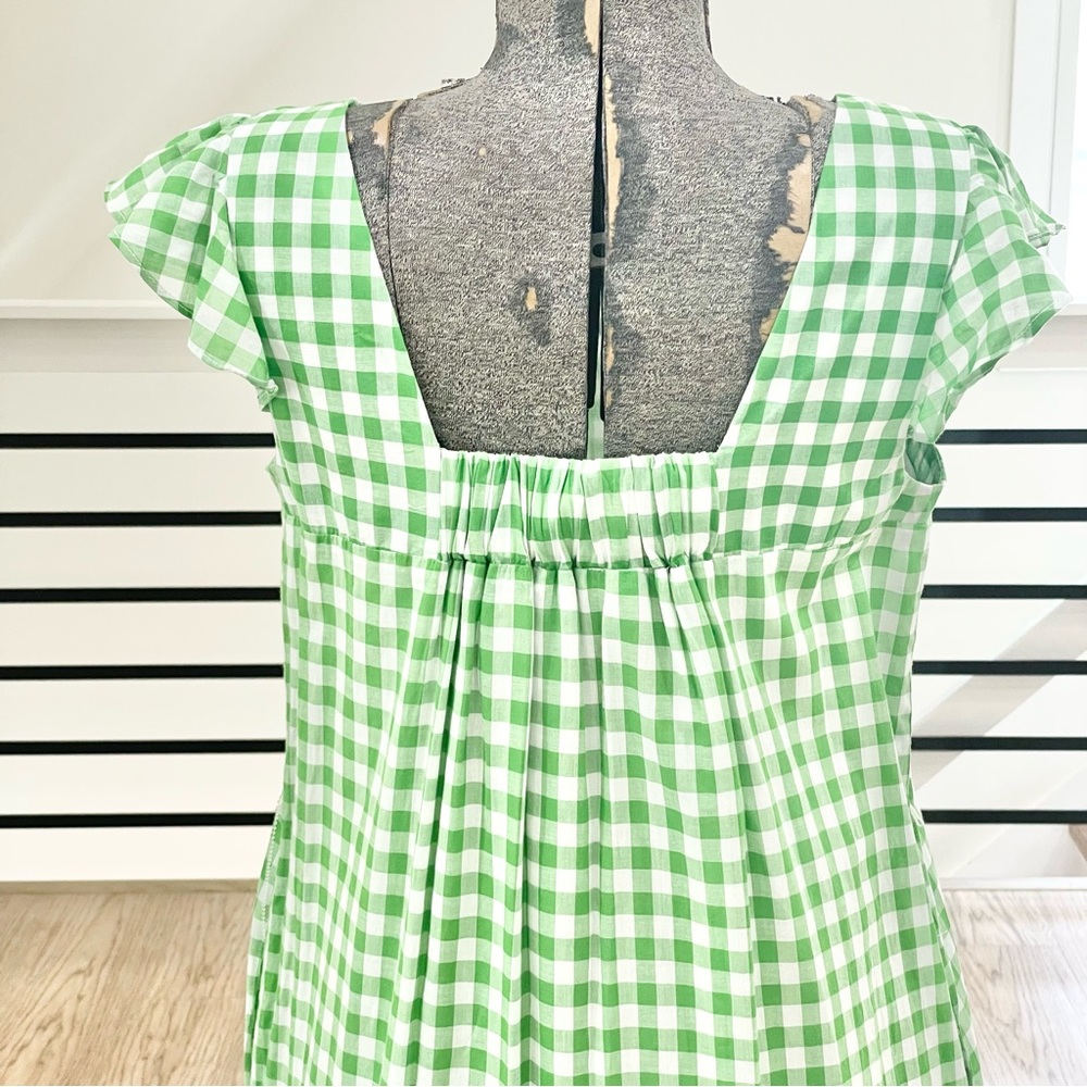 NWT S Draper James, green and white checkered maxi dress - Picture 7 of 8